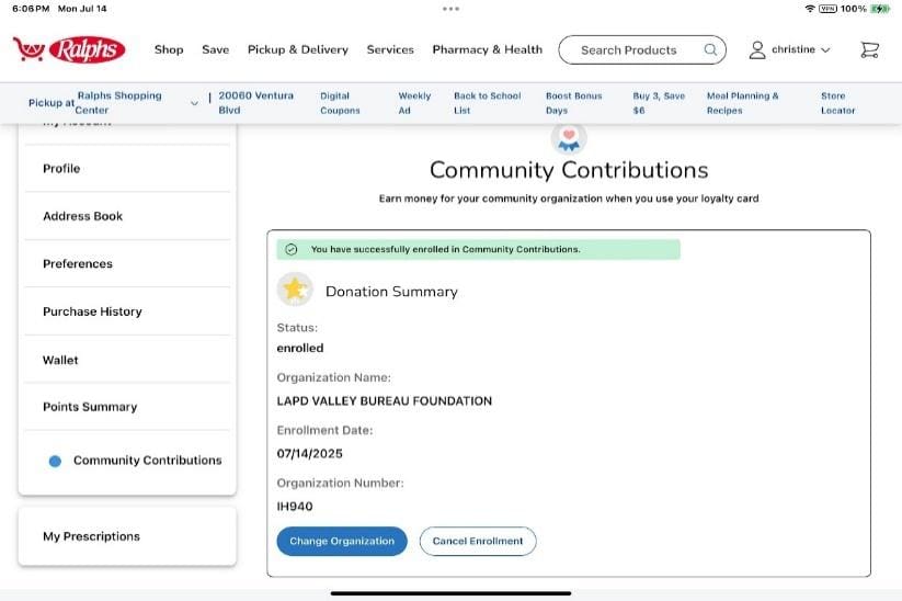 Community Contributions page with enrollment details.