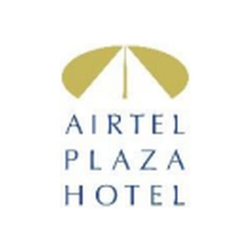 Airtel Plaza Hotel logo with umbrella design.