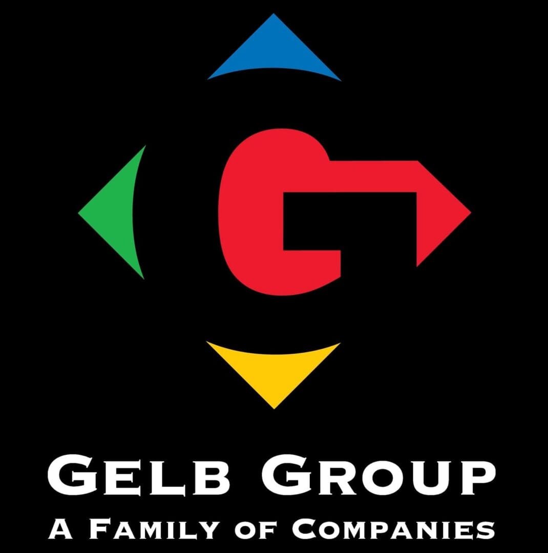 Gelb Group logo with colorful arrows.